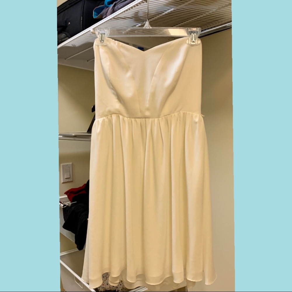 White strapless fit and flare dress
